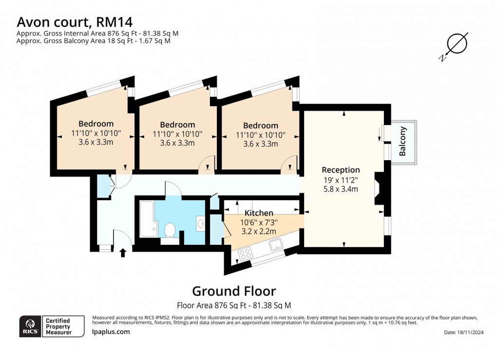 Floorplan for Avon Road, Upminster